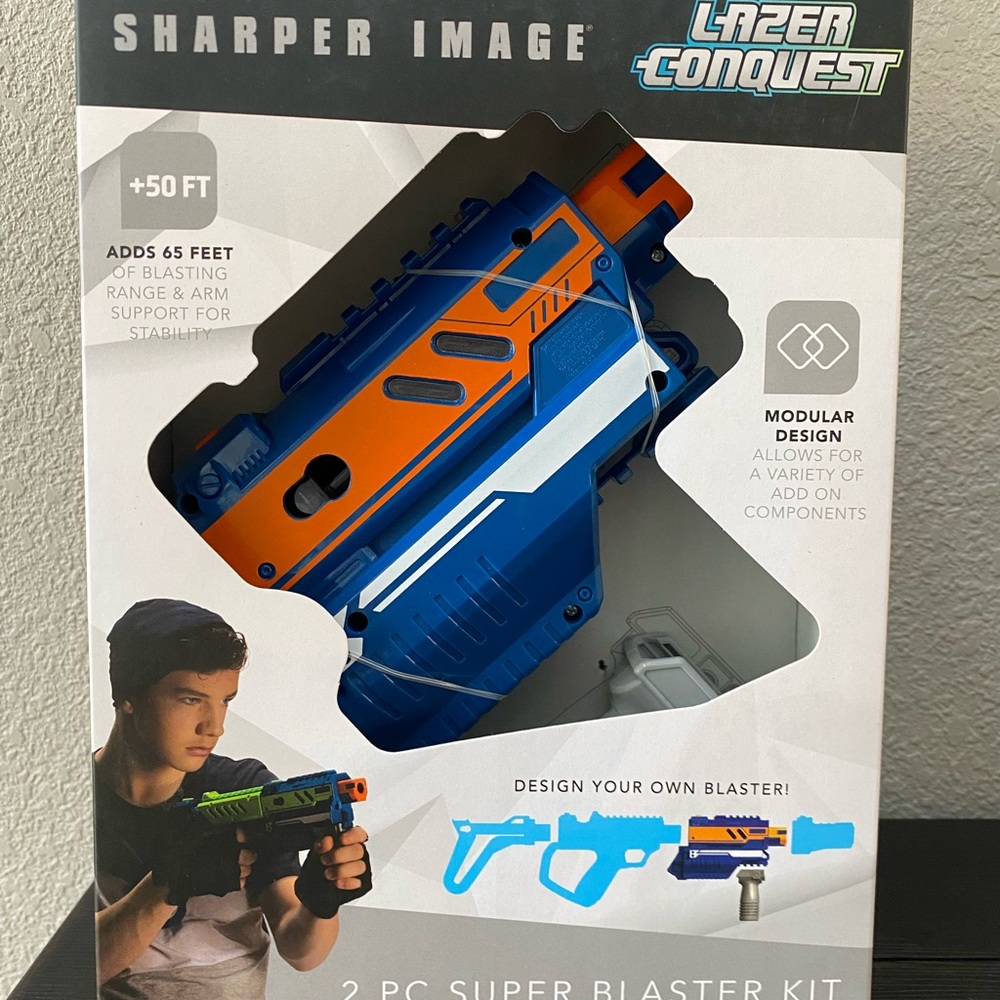 NEW- Sharper Image Lazer Conquest 2PC SUPER BLASTER KIT BLUE/ORANGE NEW-…
